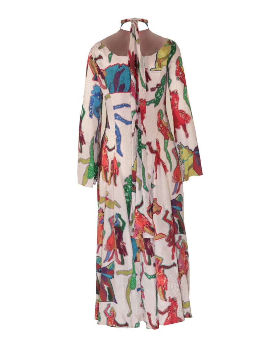 Stella Mccartney Psychedelic Print Silk Maxi Dress With Tie Collar