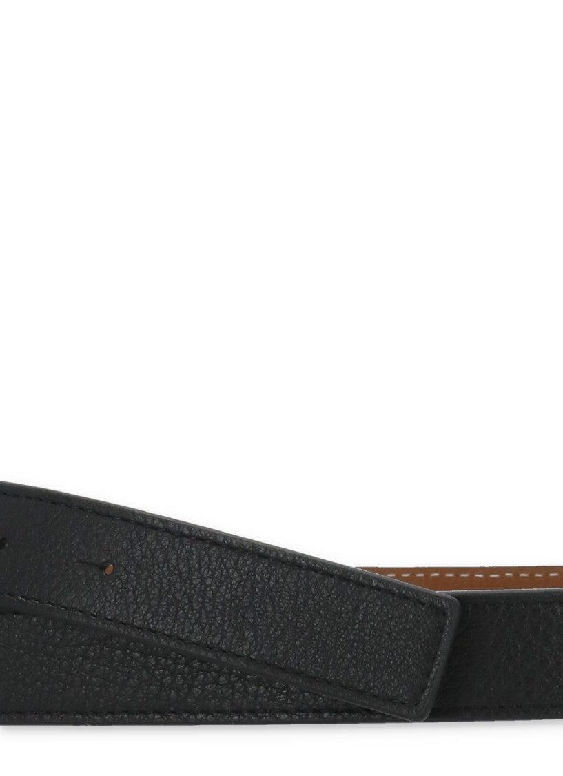 Tory Burch Black Brown Reversible Double T Buckle Leather Belt