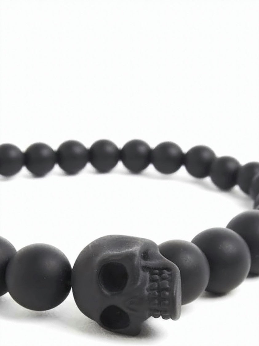 Alexander Mcqueen Matte Black Resin Skull Bracelet
