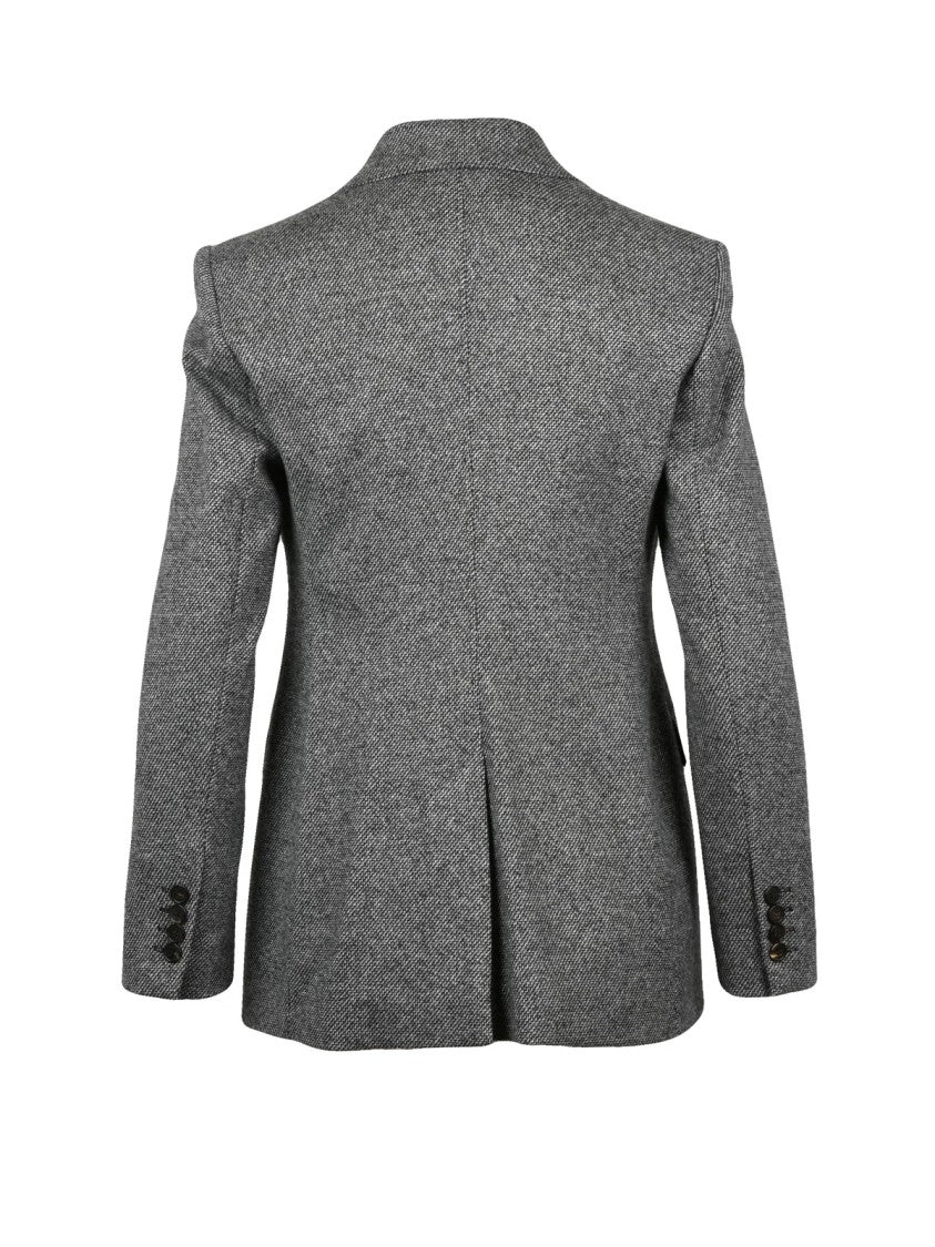 Max Mara Grey Cotton-Blend Double-Breasted Blazer