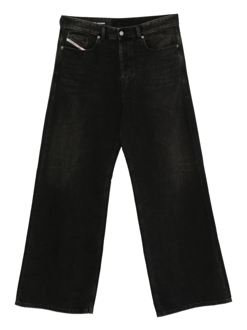 Diesel Relaxed Fit Wide Leg Denim Jeans