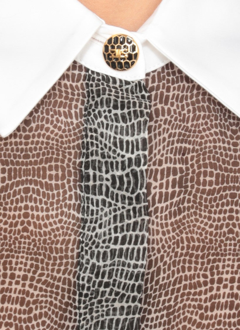 Elisabetta Franchi Silk Bodysuit With Delicate Reptile Scale Pattern