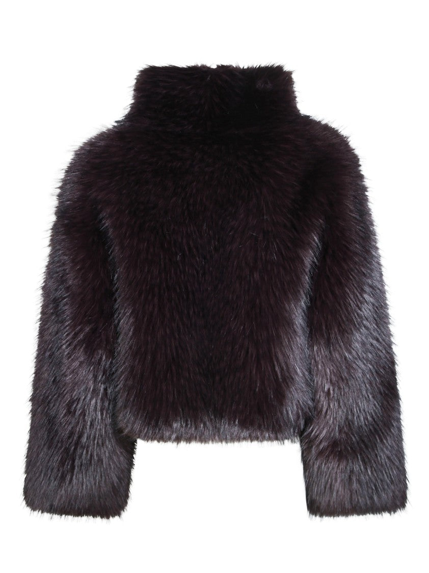 Pinko Gravina High Collar Voluminous Cropped Fur Jacket
