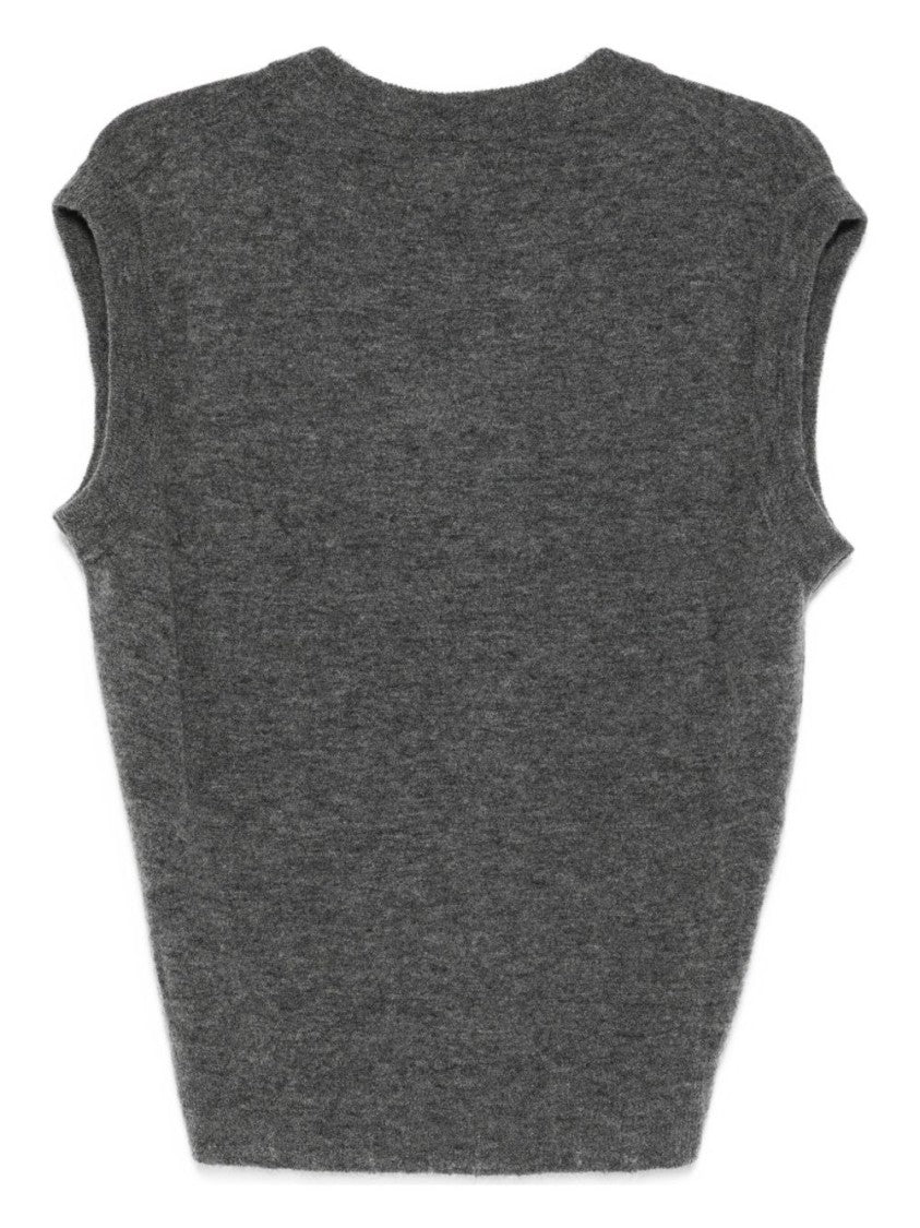 Amaranto Sleeveless V-Neck Sweater In Heathered Gray