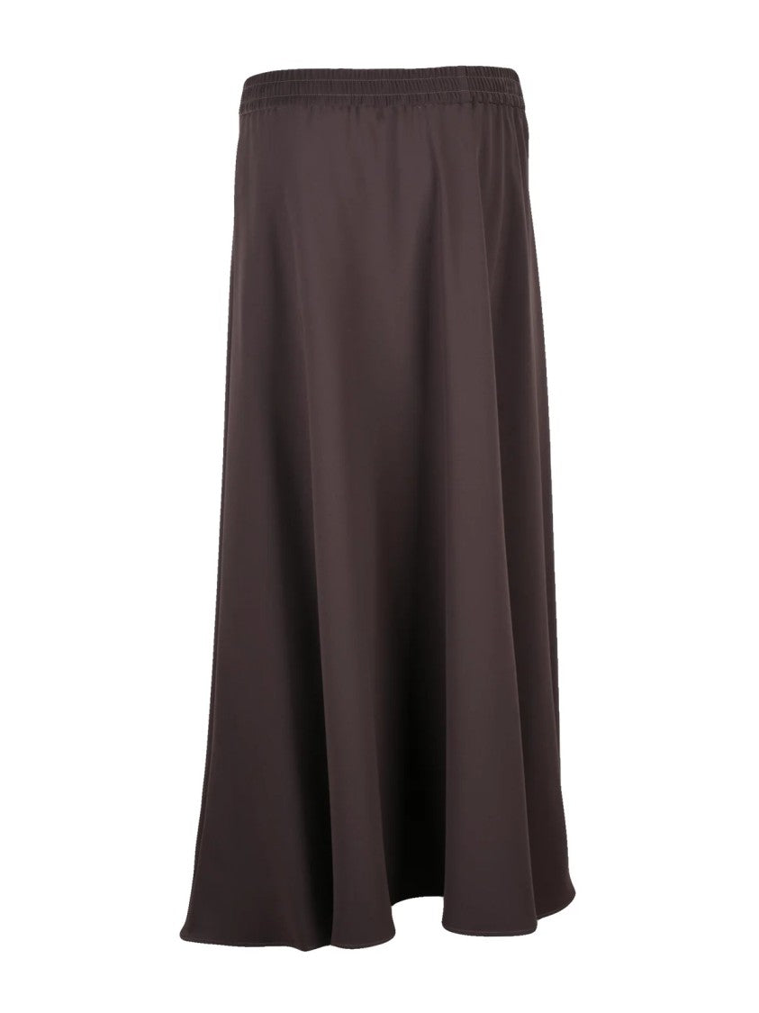 Herno Brown Flared Polyester Skirt