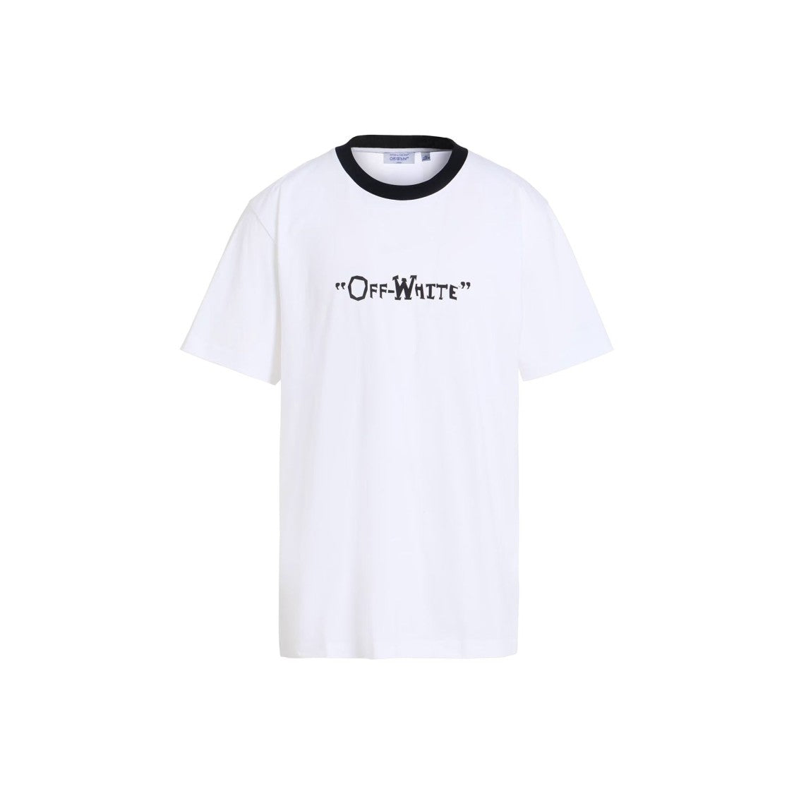 Off-White Contrasting Collar Logo T-Shirt In Soft Cotton