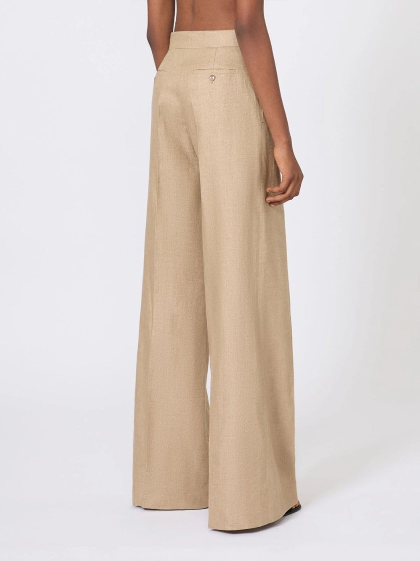Max Mara Beige Mxsbig High-Waisted Wide-Leg Trousers