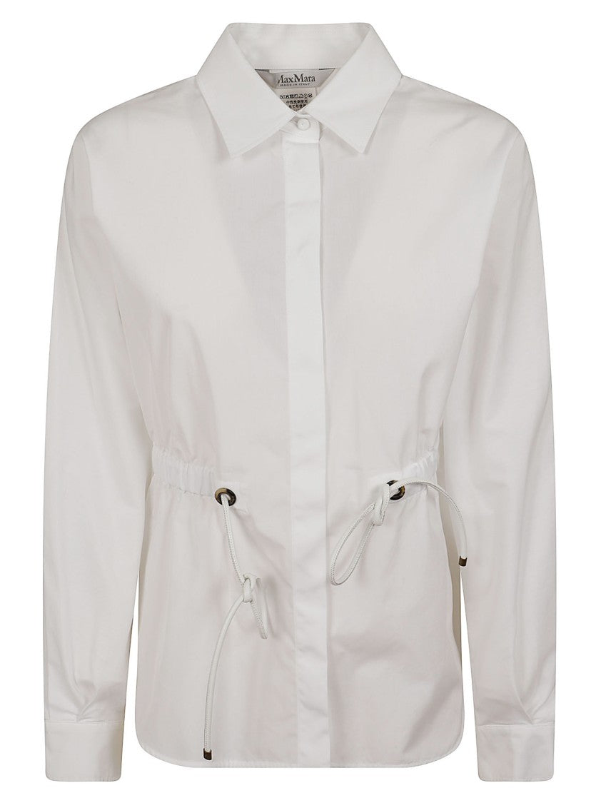 Max Mara Tazzina Shirt With Adjustable Drawstring Waist And Leather Accents