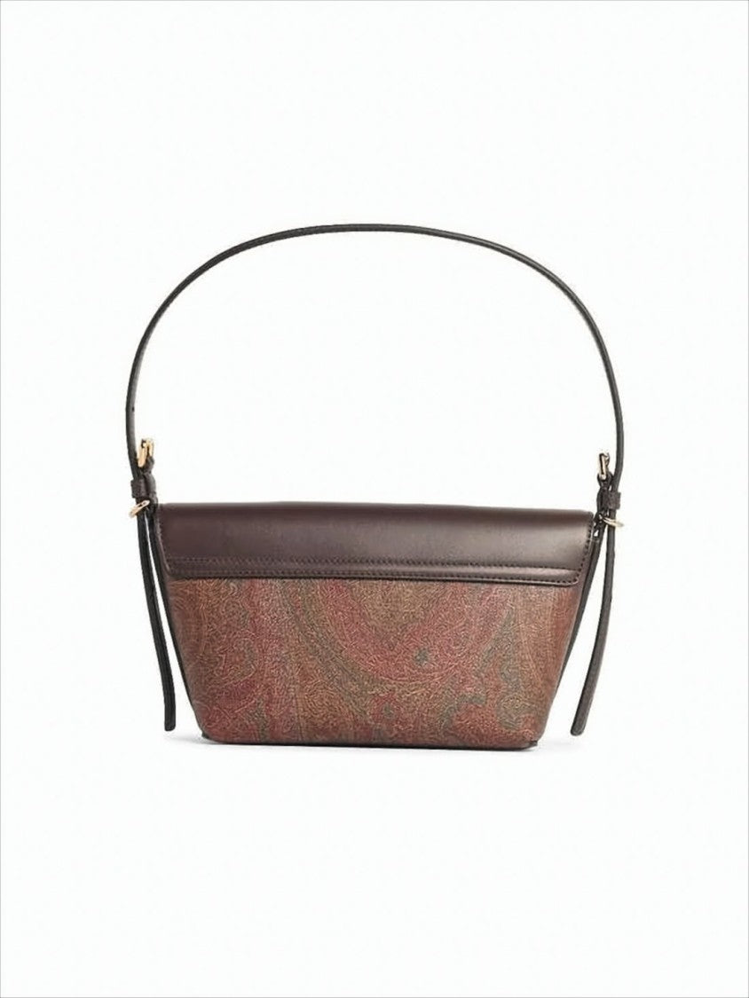 Etro Structured Brown Paisley Pattern Shoulder Bag