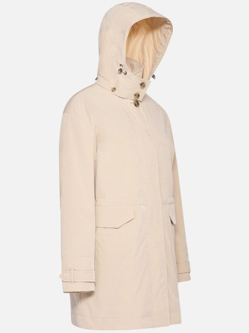 Geox Mantinea Minimalist Soft Beige Hooded Jacket