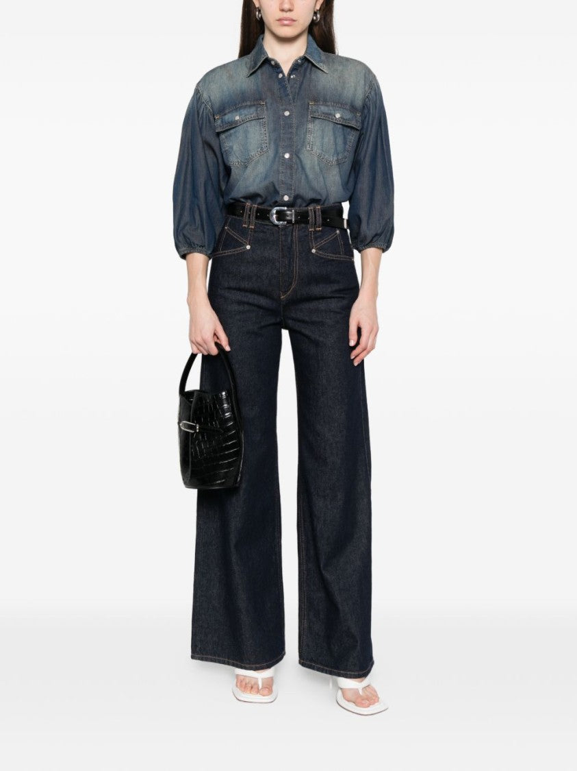 Pinko Blue Press-Stud Chest Pocket Shirt