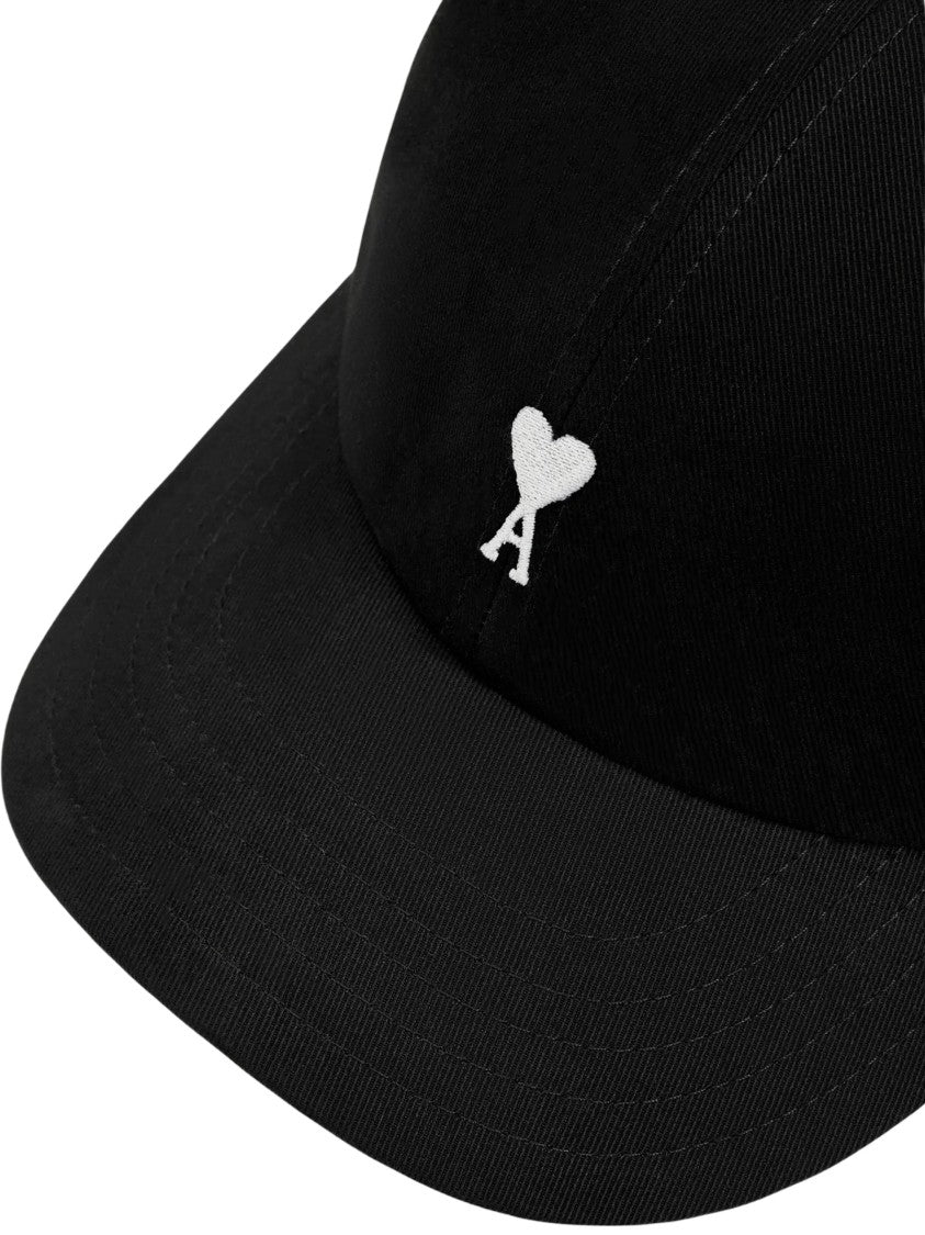 Ami Paris Black Ami De Coeur Cotton Hat