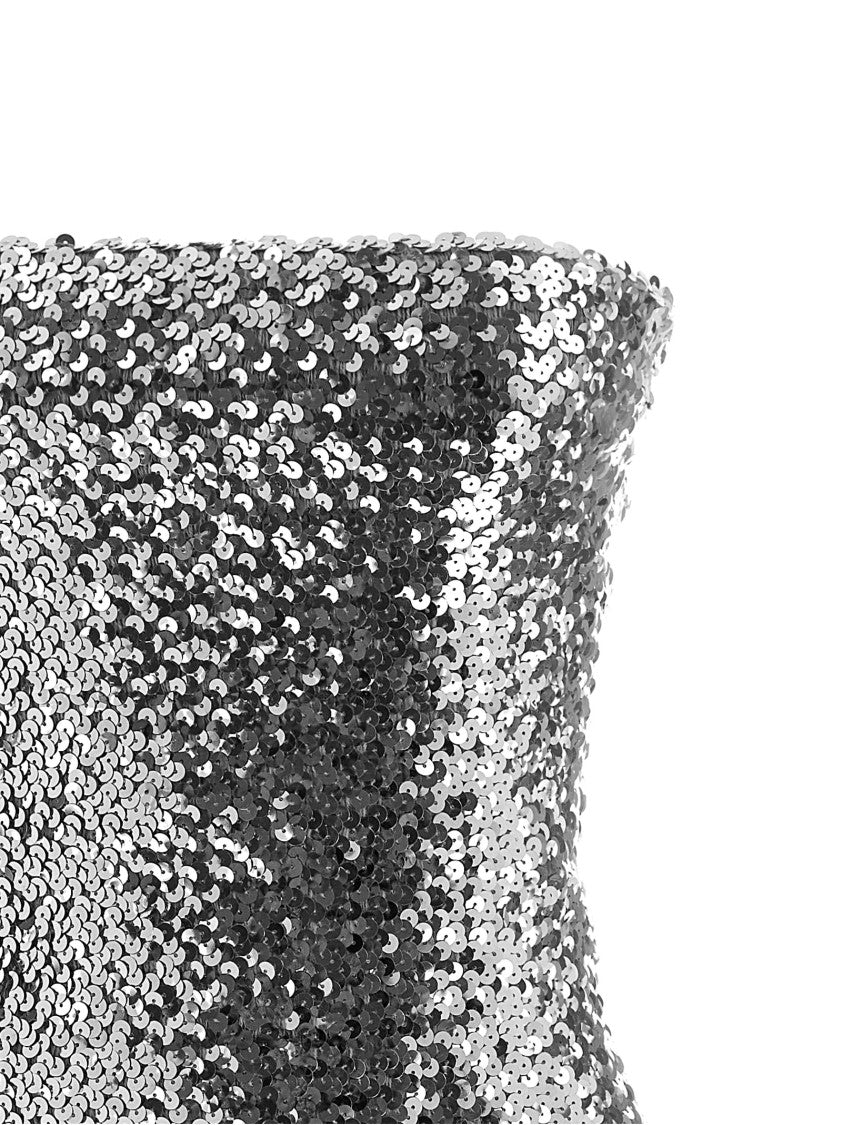 Gucci Off-The-Shoulder Silver Mini Dress With All-Over Sequins