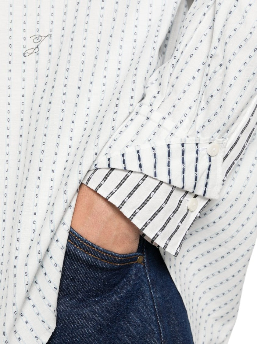 Jacquemus White Oversized Striped Casual Shirt