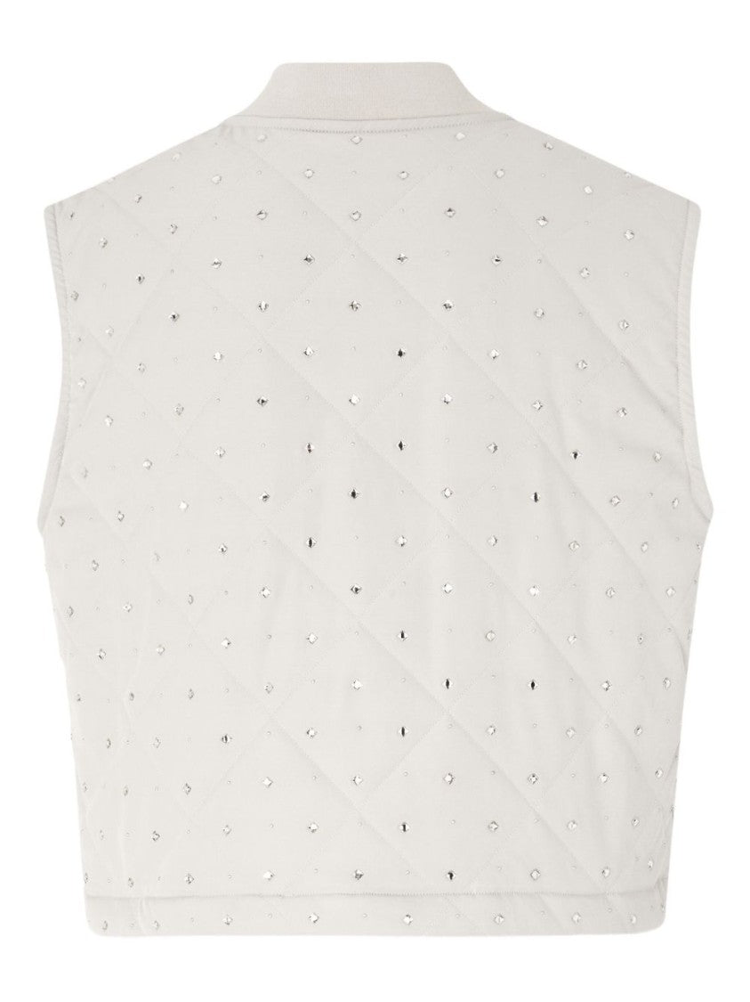 Pinko Cropped Gray Quilted Vest With Structured Silhouette