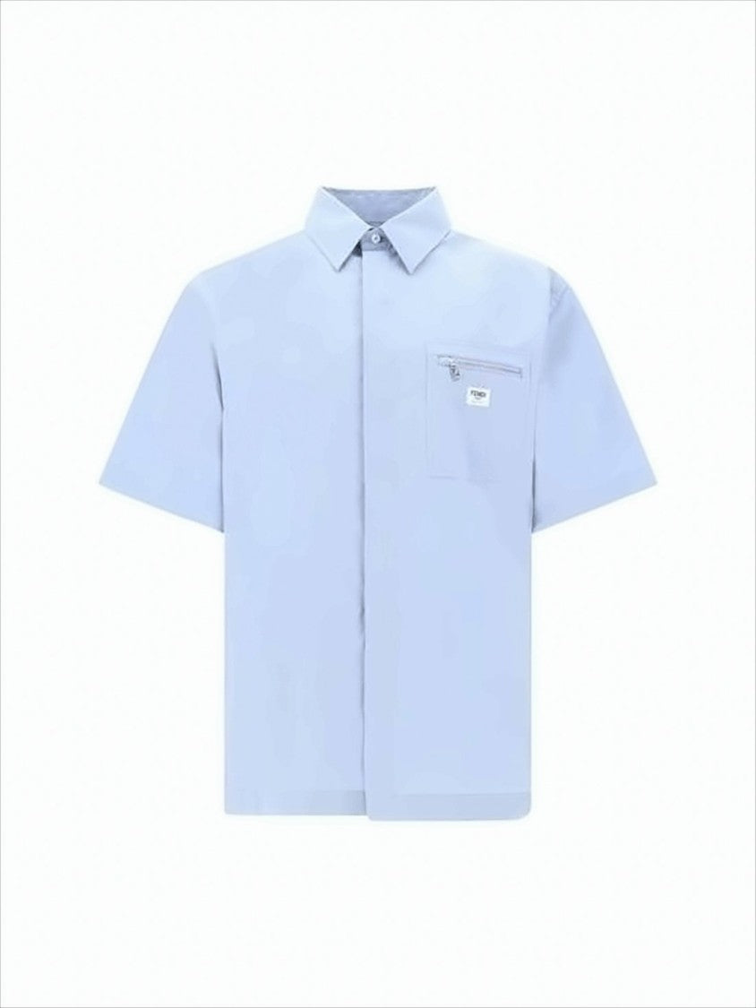 Fendi Lightweight Cotton Short-Sleeved Shirt With Zippered Pocket