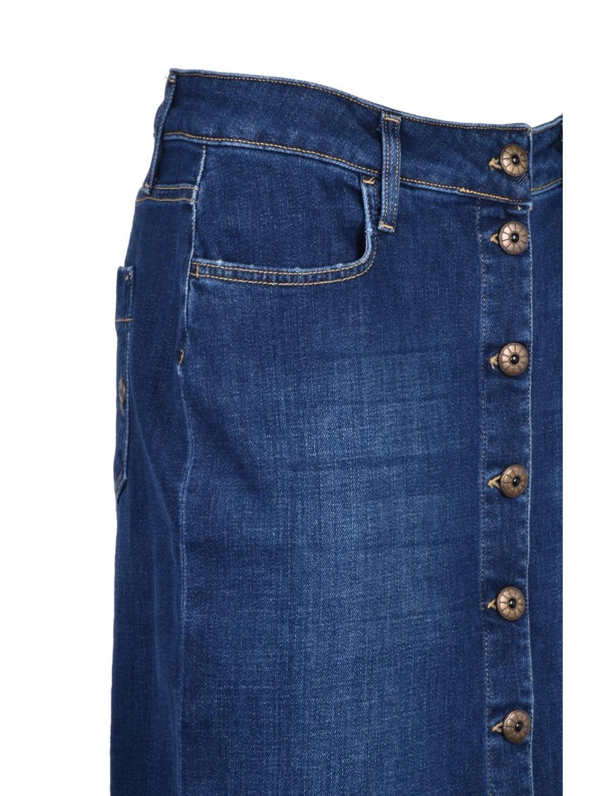 Shaft Blue Denim Midi Skirt