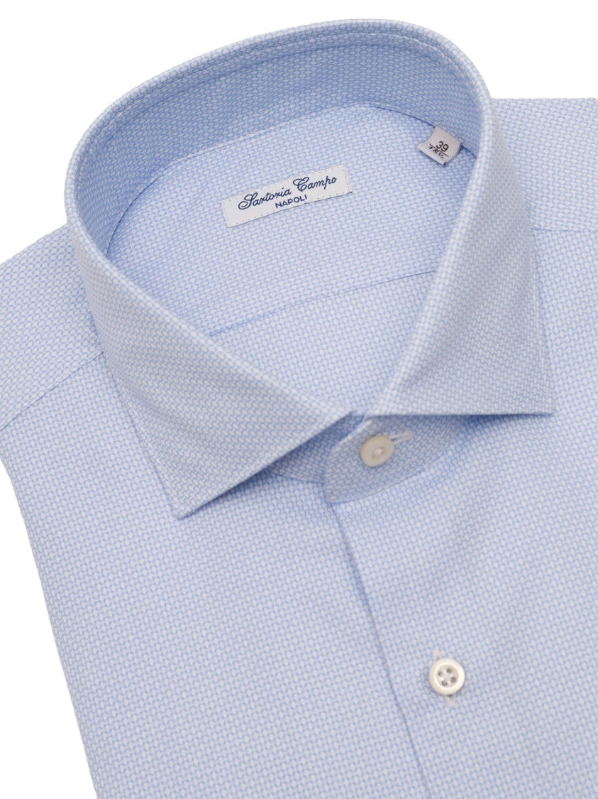 Sartoria Del Campo-Sonrisa Light Blue Textured Casual Shirt