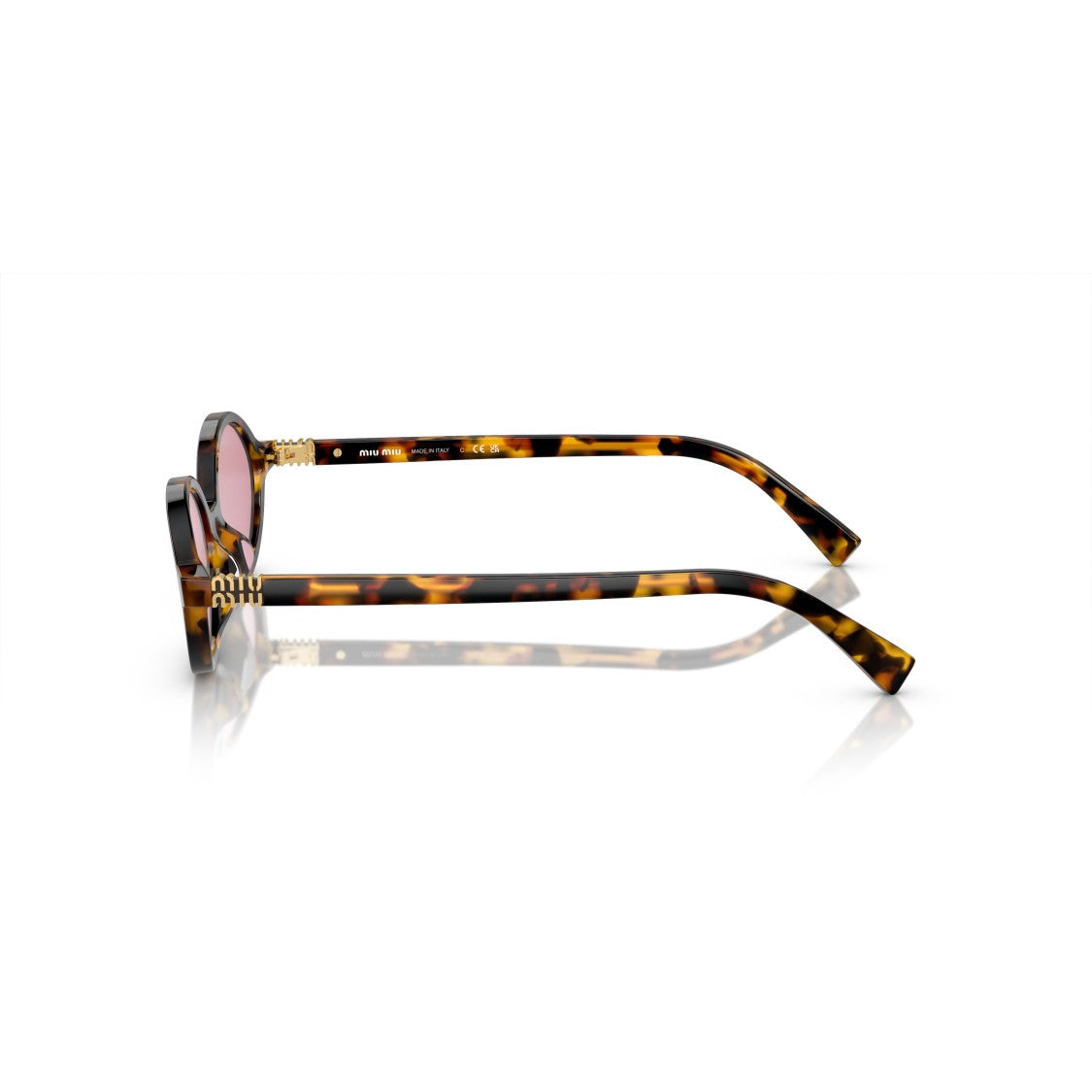 Miu Miu 0Mu 04Zs Oval-Shaped Tortoiseshell Acetate Sunglasses
