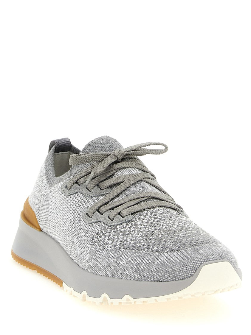 Brunello Cucinelli Low Profile Knitted Sneakers With Textured Upper