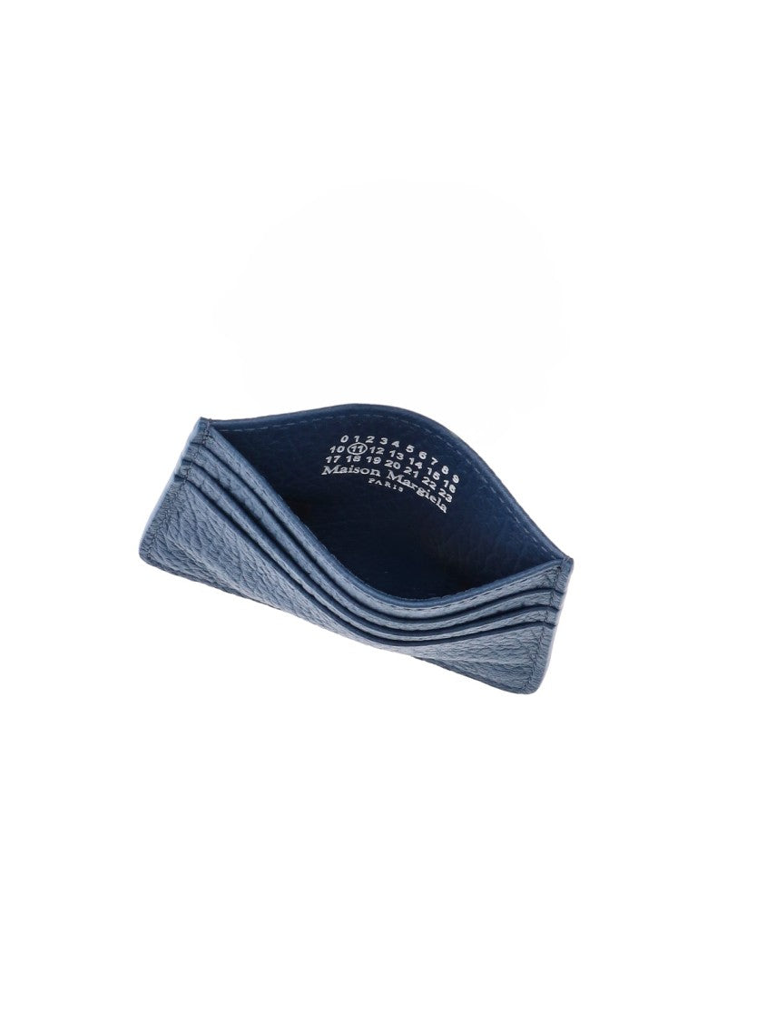 Maison Margiela Blue Four Stitches Textured Leather Card Holder