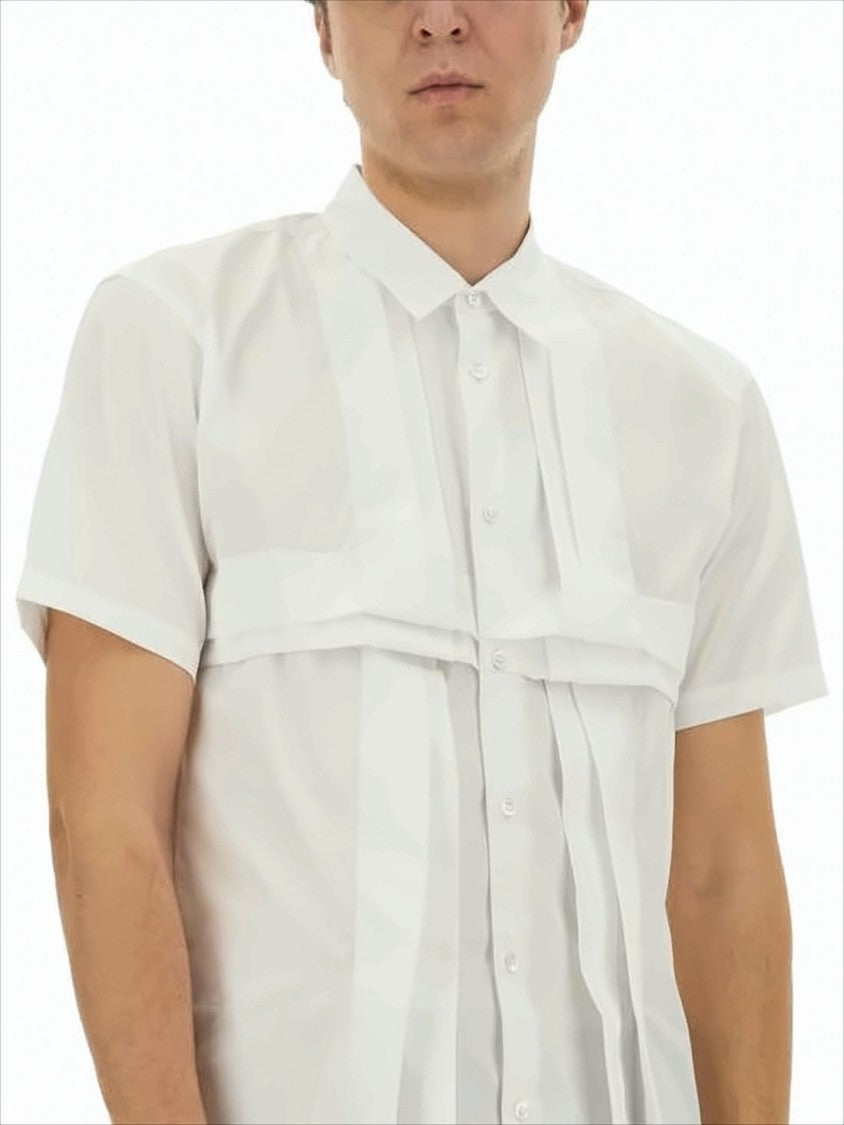 Comme Des Garçons Short-Sleeved Textured Shirt With Classic Collar
