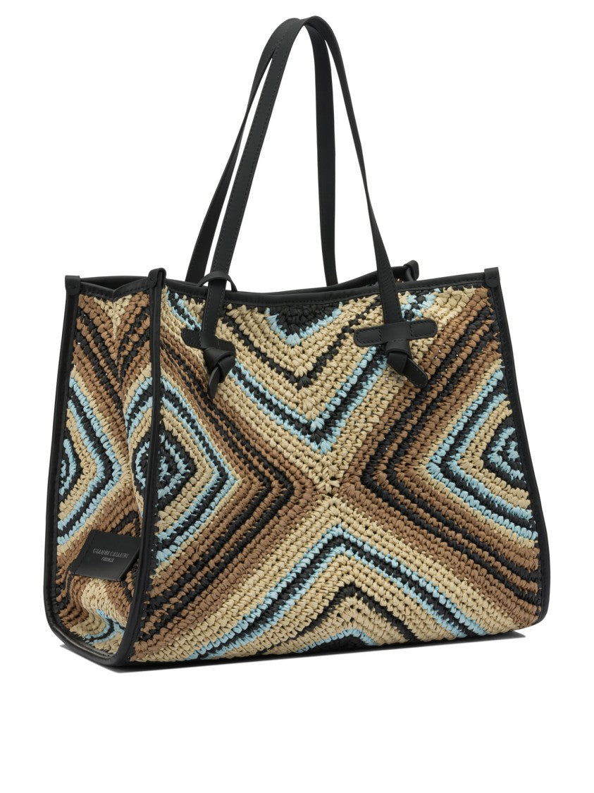 Gianni Chiarini Geometric Pattern Shoulder Bag With Leather Accents