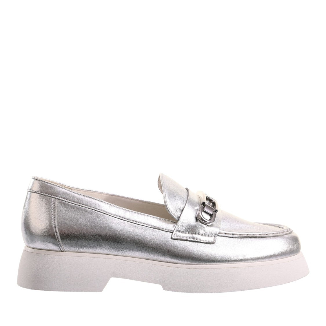 Högl Silver Cecil Metallic Decorative Bit Leather Loafers