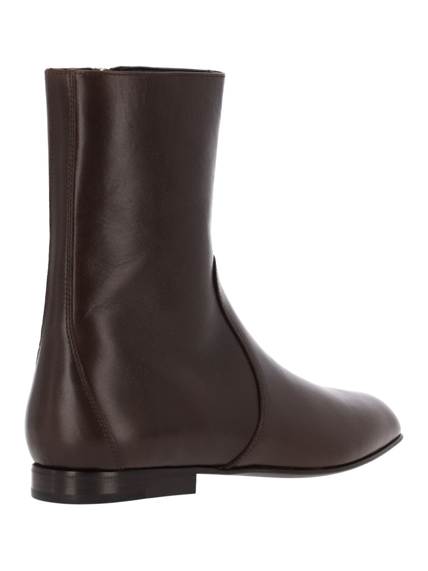 Khaite Brown Calfskin Colt Ankle Boots