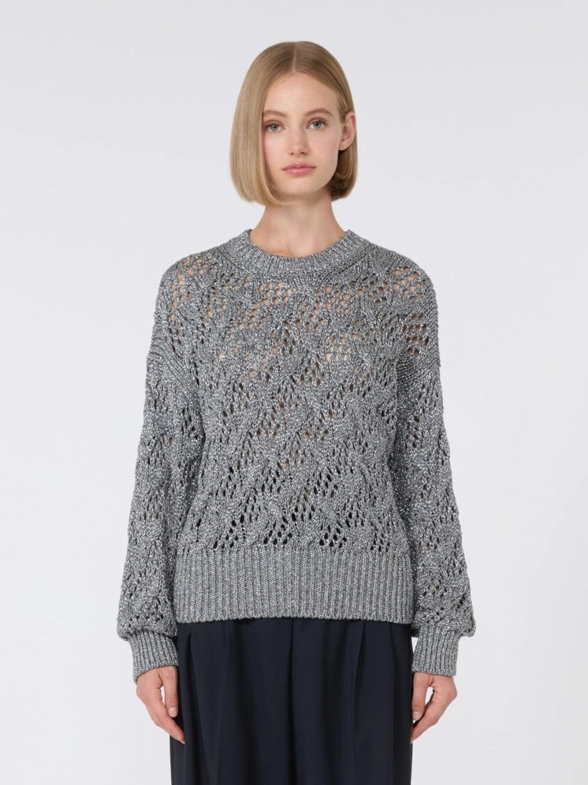 Max Mara Refined Open-Knit Sweater With Metallic Fiber Detail