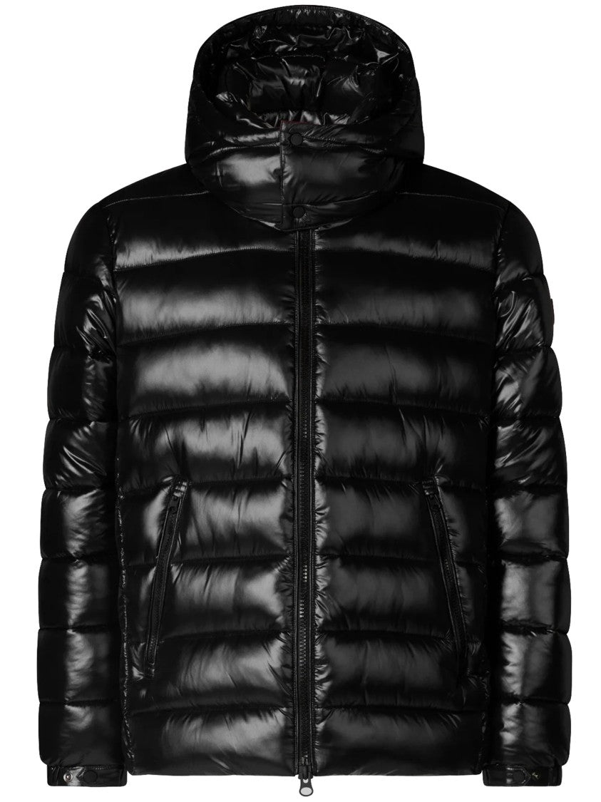 Save The Duck Glossy Padded Jacket With High Collar And Hood