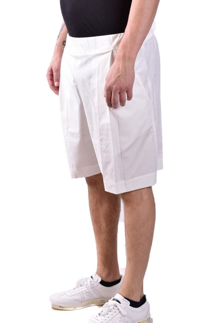 Laneus Relaxed Fit Off-White Shorts Subtle Embroidery