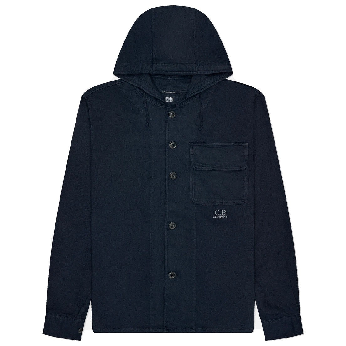 C.P. Company Structured Black Jacket With Pointed Collar And Flap Pocket
