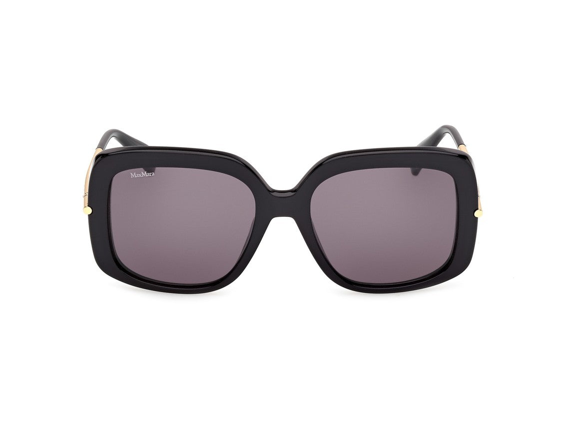 Max Mara Glossy Black Mm0195 Oversized Square Acetate Sunglasses