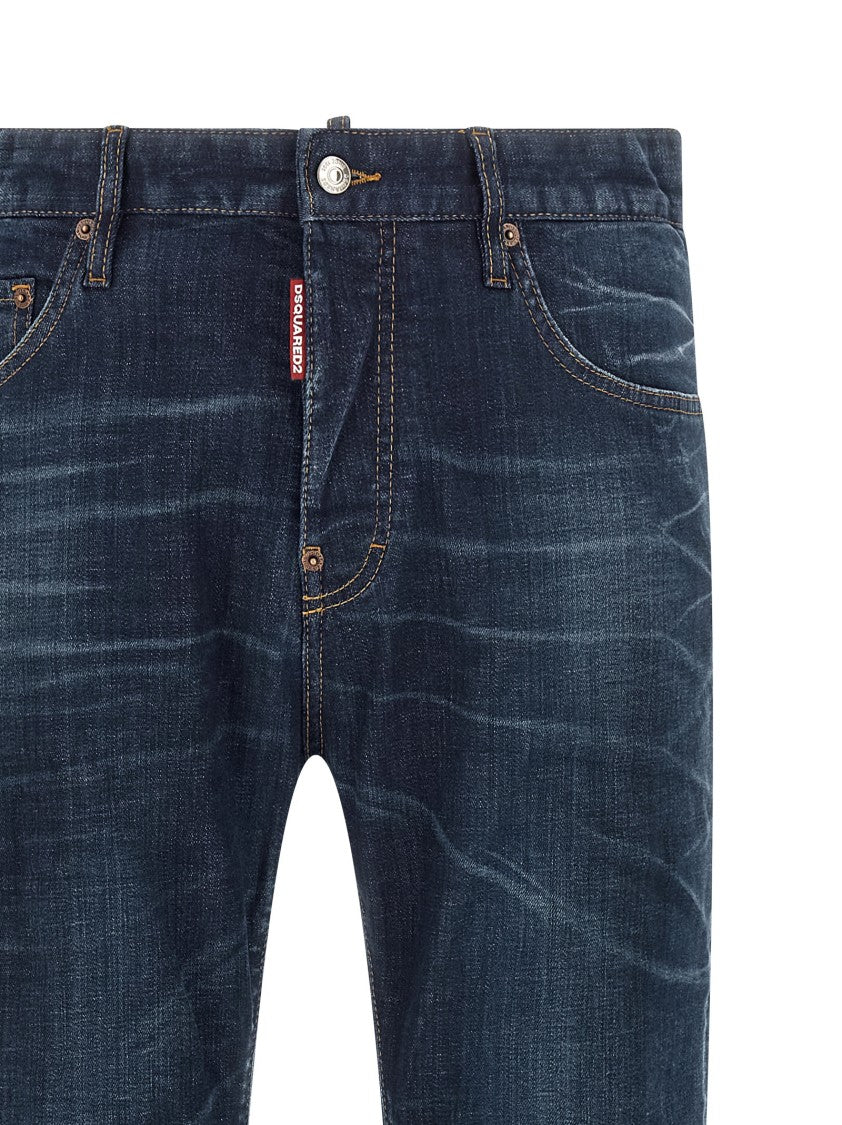 Dsquared2 Tight Leg Cotton Denim Jeans With Used-Effect Wash