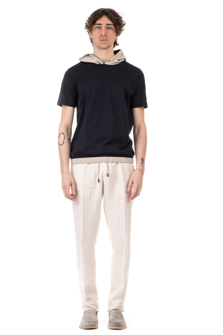 Eleventy Bimaterial Hoodie T-Shirt