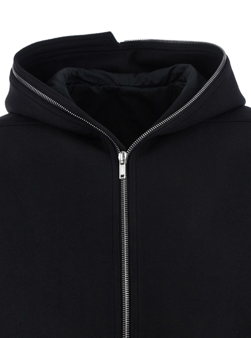 Rick Owens Black Coat With Fixed Hood