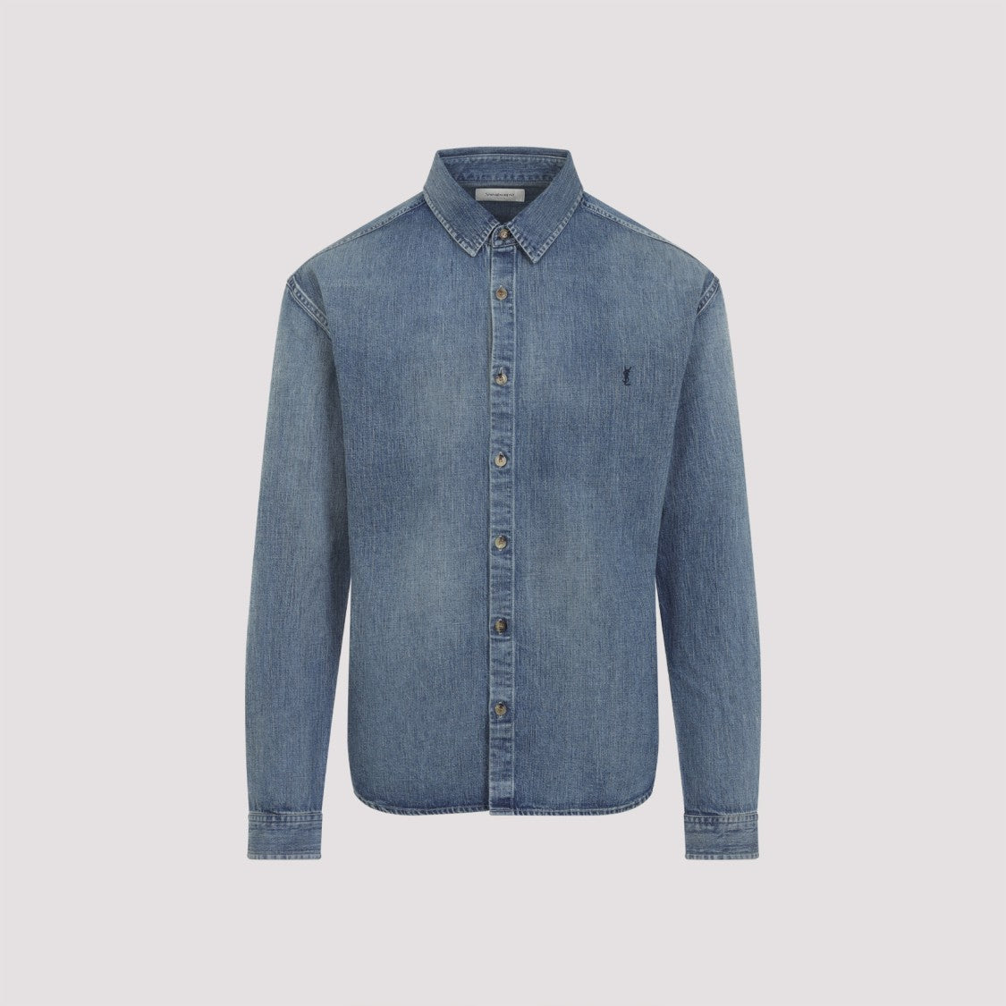Saint Laurent Cassandre Blue Cotton Shirt