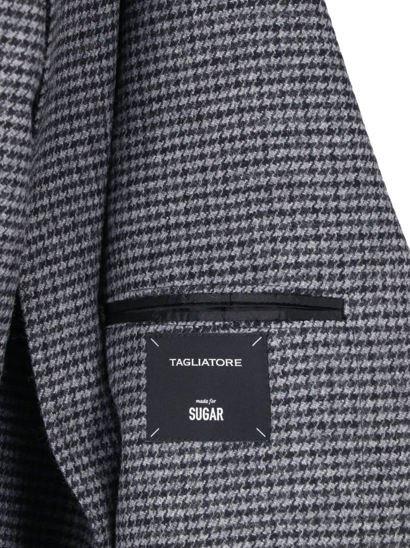 Tagliatore Single-Breasted Grey Wool Blazer With Classic Notch Lapels