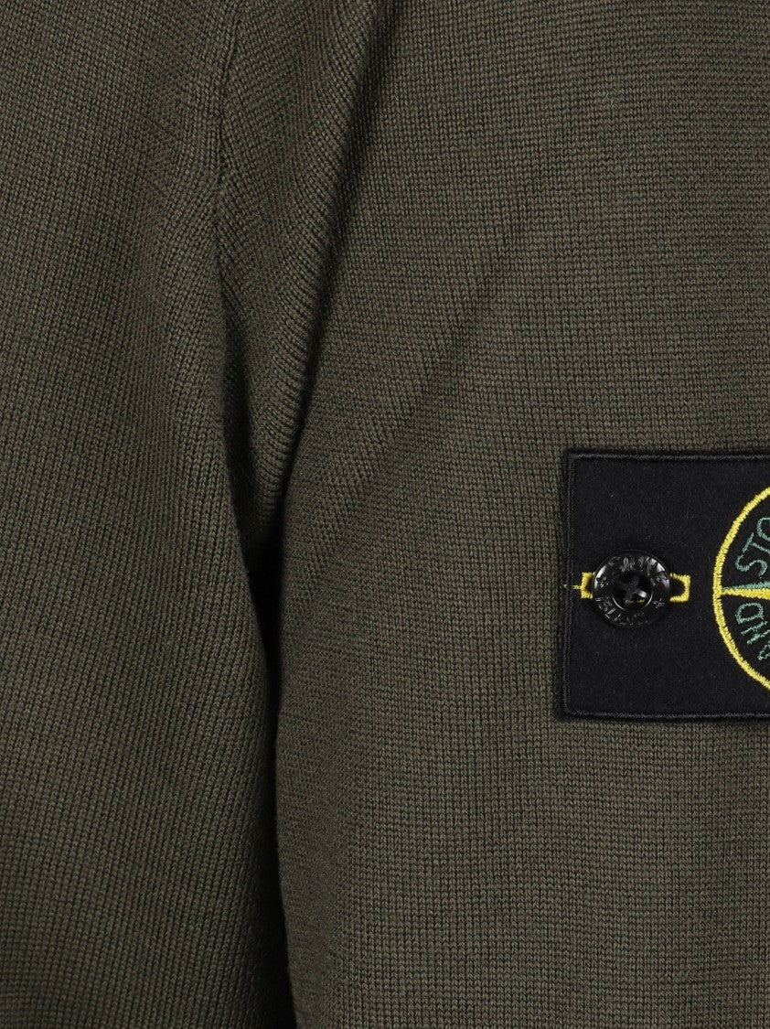 Stone Island Minimalist Olive Green Crew Neck Sweater
