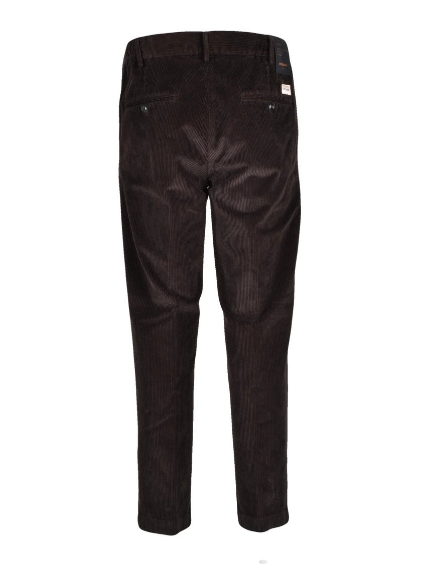 Officina 36 Brown Stretch Cotton Drawstring Corduroy Pants