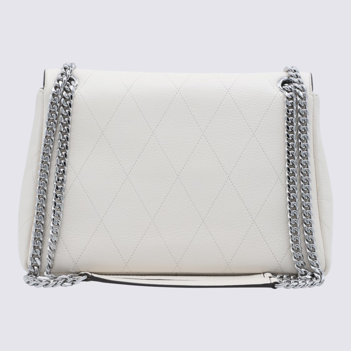 Tory Burch Structured Handbag With Quilted Diamond Pattern And Metallic Emblem