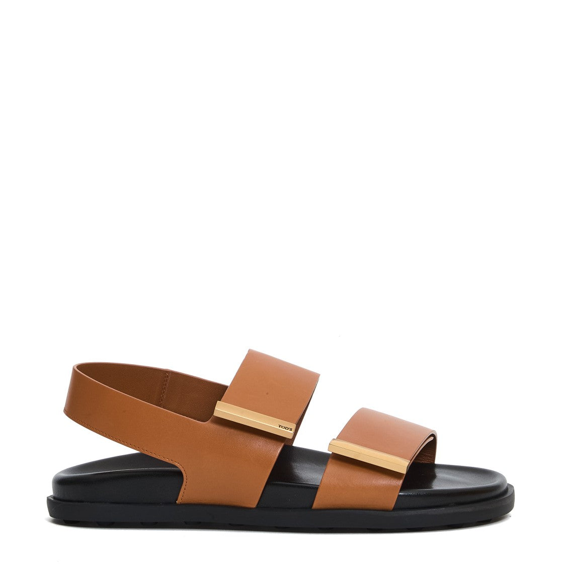 Tod's Brown Leather Two-Strap Anatomical Sandals With Rubber Sole