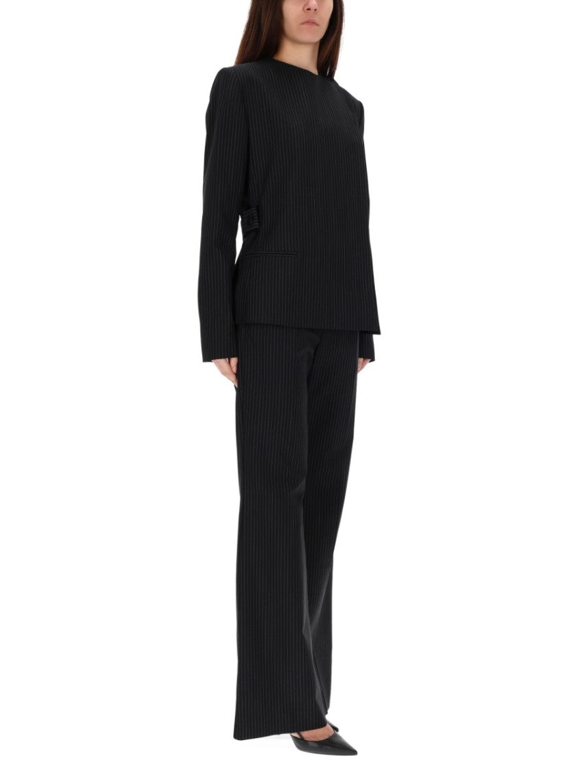 Courrèges Neutrals Pinstripes Wide Leg Pants