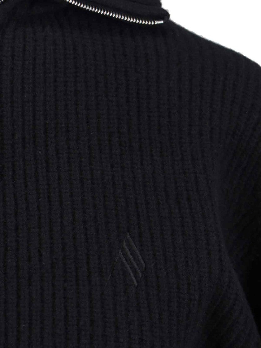 The Attico Cropped Sweater With Ribbed Knit Texture