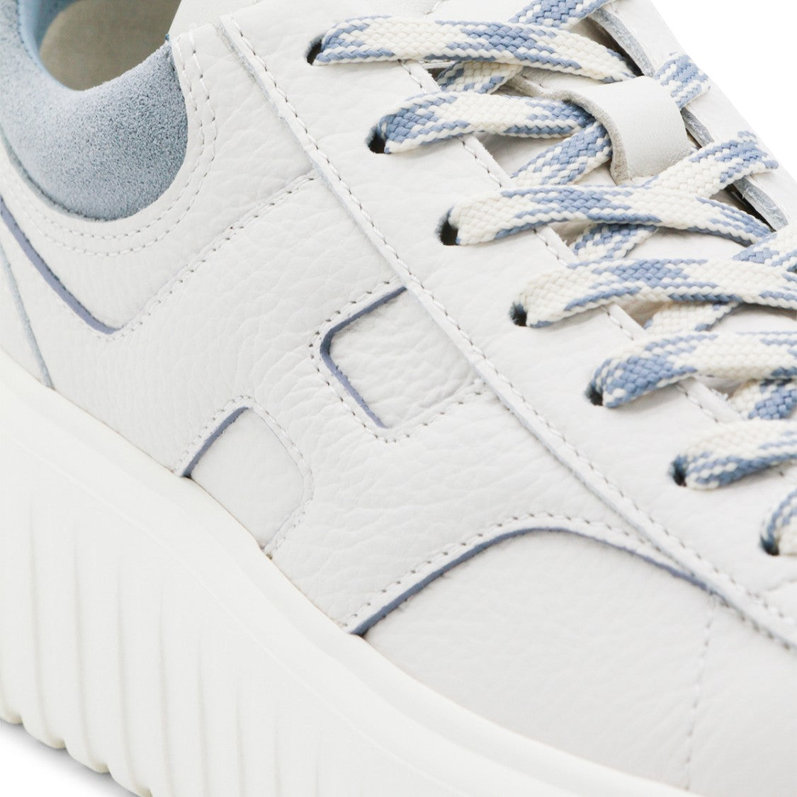 Hogan White And Light Blue Leather Sneakers