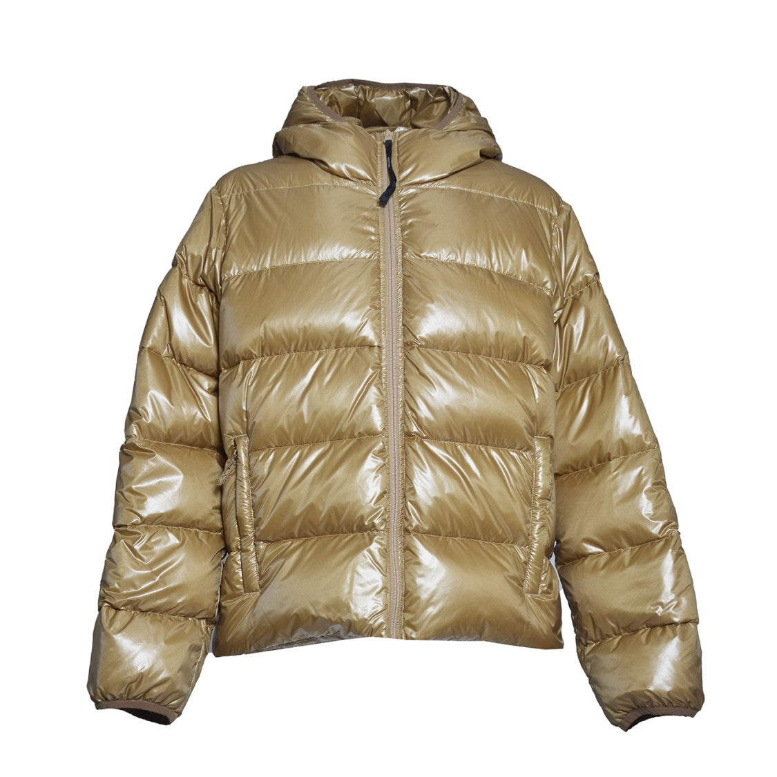 Aspesi Budd Puffer Jacket In Shiny Beige Fabric