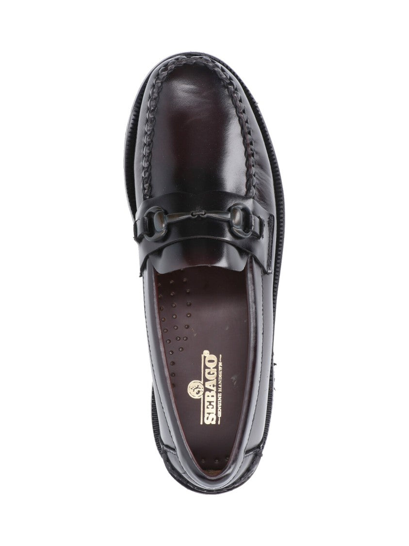 Sebago Polished Leather Moccasin Flats With Decorative Strap