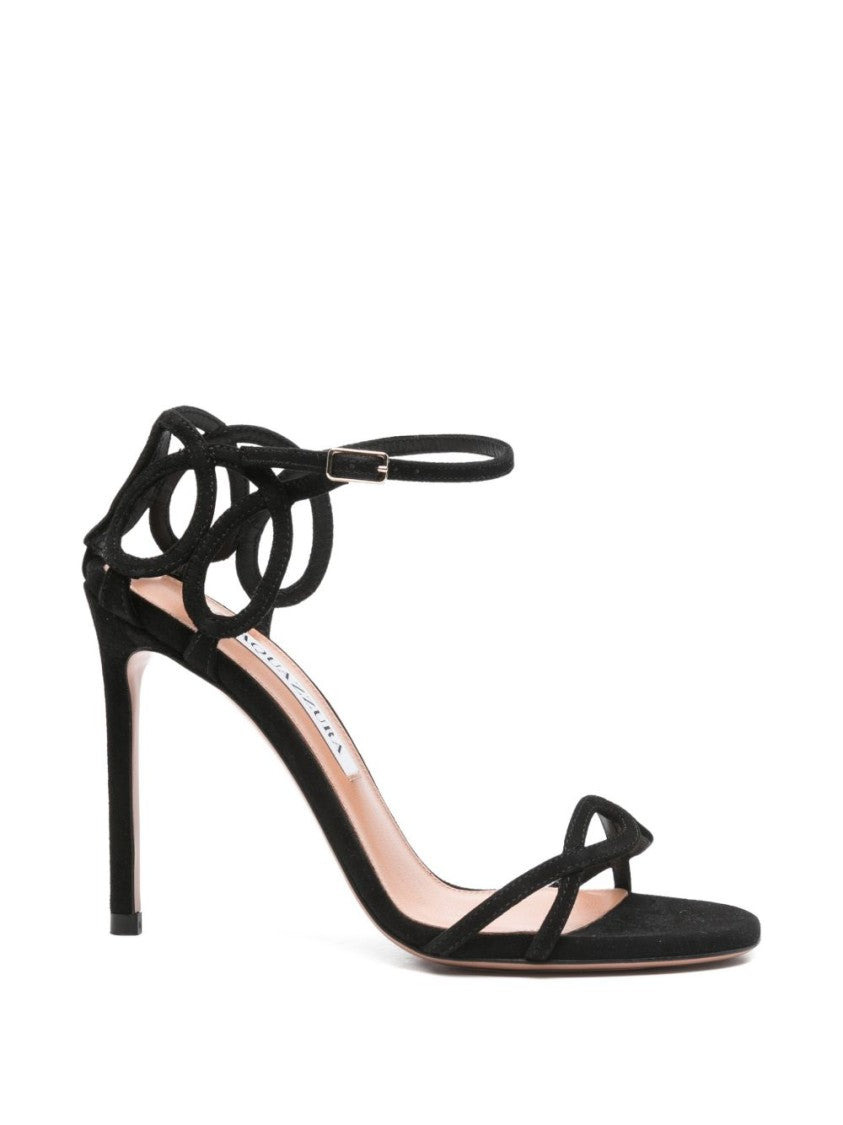 Aquazzura Black Silk And Nylon Blend Sandals
