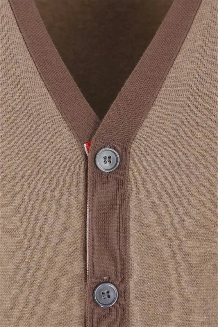 Thom Browne Cropped V-Neck Cardigan With Distinctive Stripe Detail